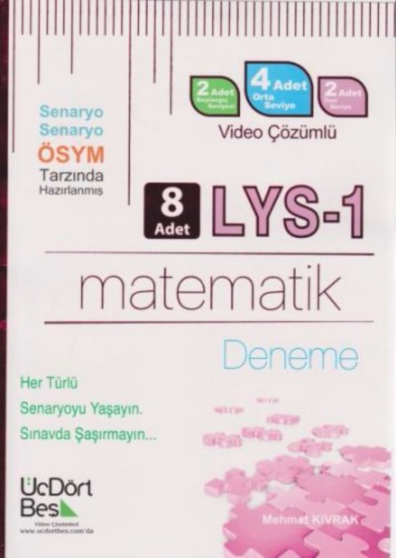 ÜçDörtBeş Yayınları LYS1 Matematik Video Çözümlü 8 Deneme ÜçDörtBeş Yayınları LYS1 Matematik Video Çözümlü 8 Deneme