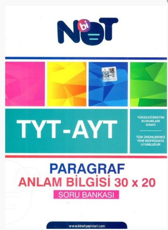 BiNot Yayınları AYT Paragraf Anlam Bilgisi 30x20 Soru Bankası BiNot Yayınları AYT Paragraf Anlam Bilgisi 30x20 Soru Bankası