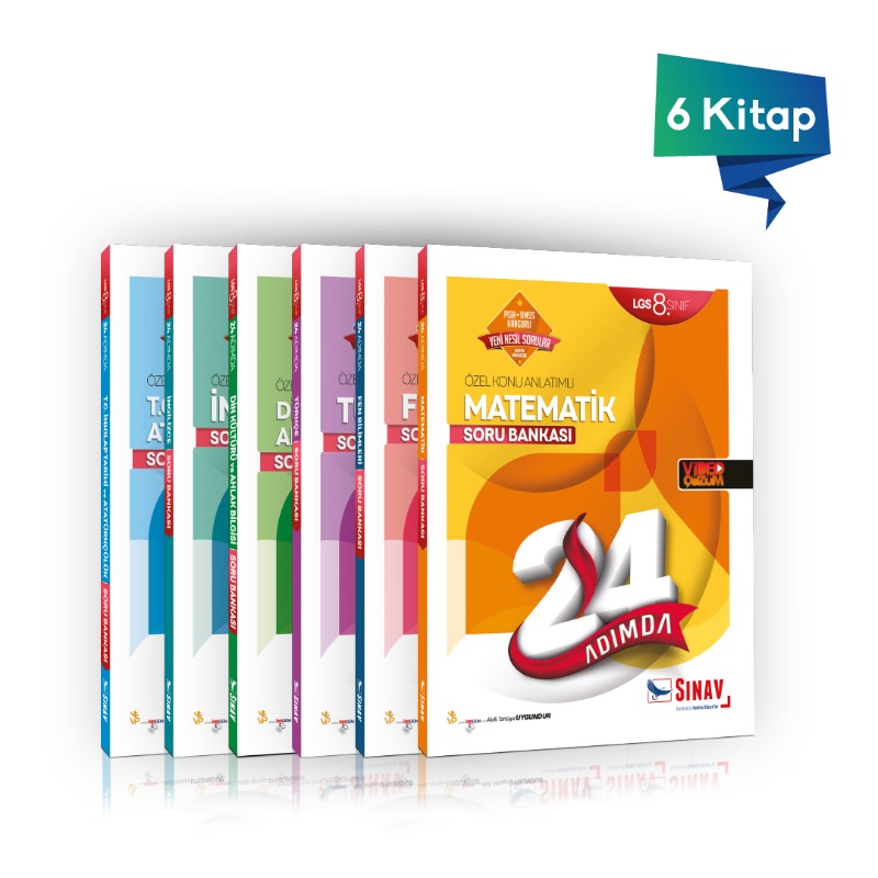 Sınav Yayınları 8. Sınıf LGS Tüm Dersler Soru Bankası 24 Adımda Kazandıran Set 6 Kitap Sınav Yayınları 8. Sınıf LGS Tüm Dersler Soru Bankası 24 Adımda Kazandıran Set 6 Kitap