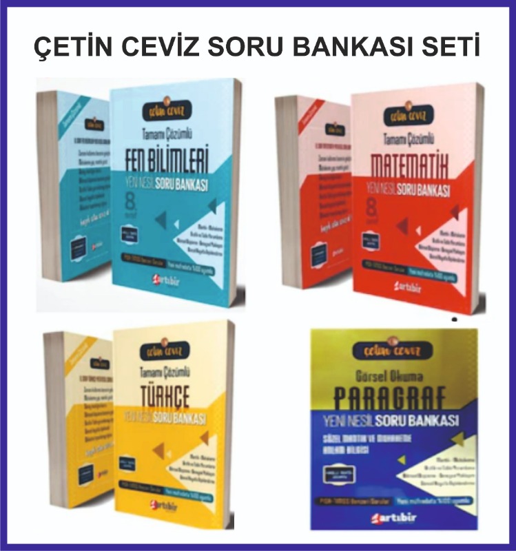 Artıbir Yayınlar Çetin Ceviz 8. Sınıf Soru Bankası Seti - 4 Kitap Artıbir Yayınlar Çetin Ceviz 8. Sınıf Soru Bankası Seti - 4 Kitap